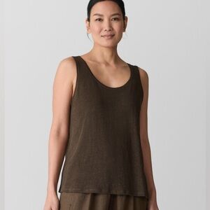 Eileen Fisher scoop neck, brown tank, size Large